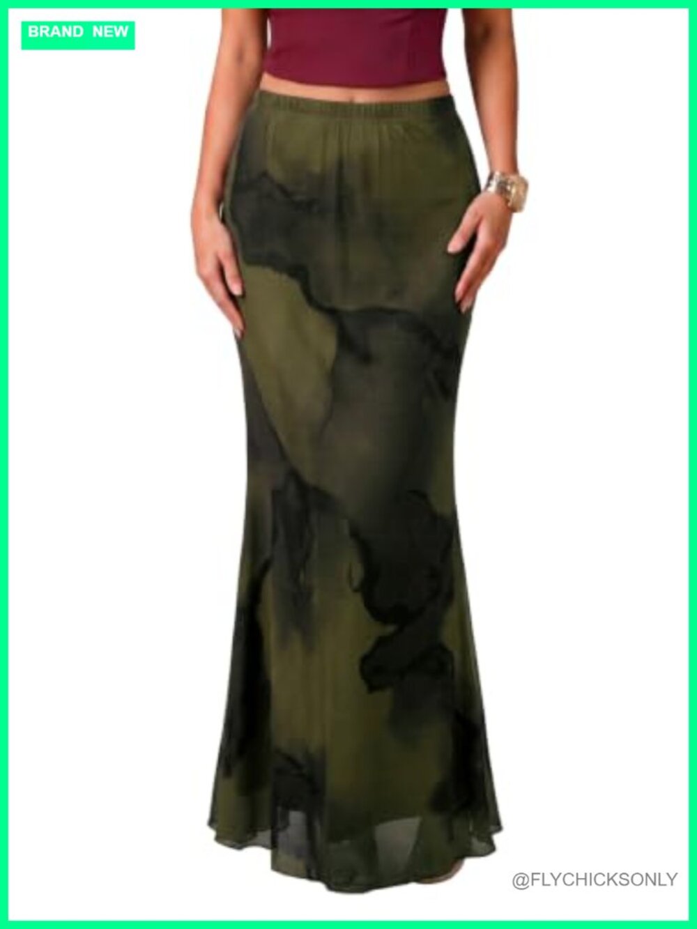High Waist Mesh Bodycon Mermaid Maxi Skirt Women's Elegant Long